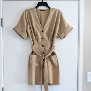 Zara front button tie dress